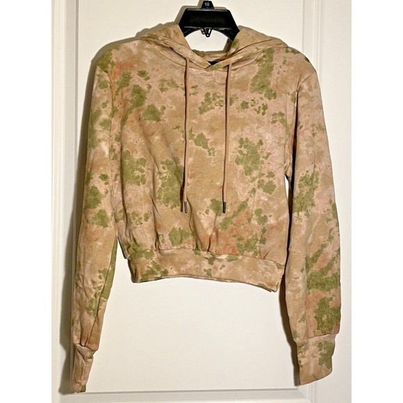 NWT AFRM COOLEY‎ PRINTED FLEECE SWEATERSHIRT BLUSH OLIVE TIE DYE SZ XS - Picture 1 of 6